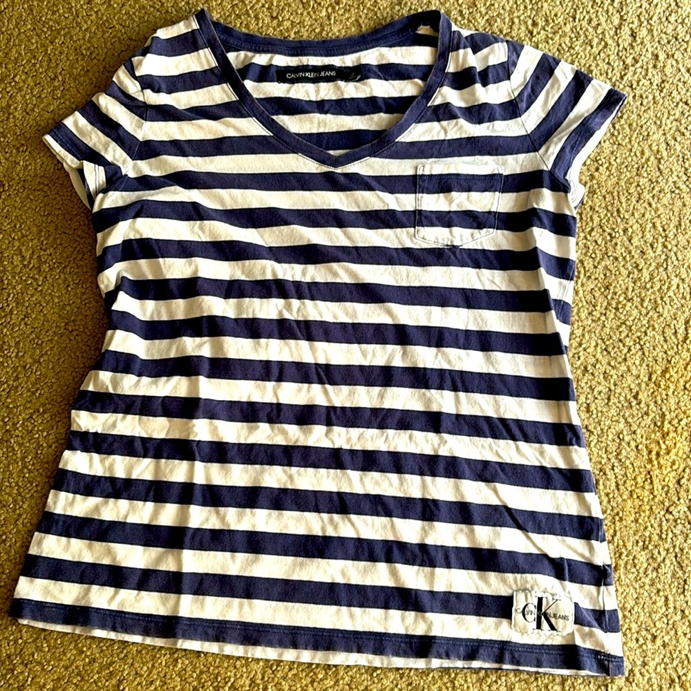 Calvin Klein Jeans new stripped blue and white shirt size M